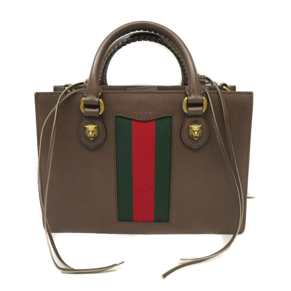 GUCCI Animalier Bag Handbag Shoulder Leather Sherry Brown